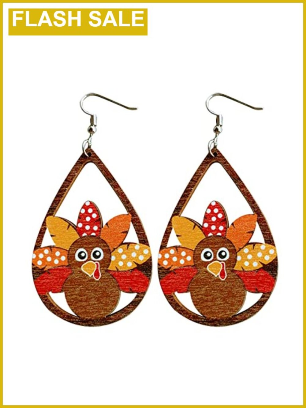 Wooden Thanksgiving Dangle Earrings Pumpkin Maple Leaf Turkey Fall Jewelry
